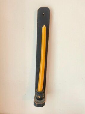 Primitive Country Black Distressed Wood Wall Candle Holder
